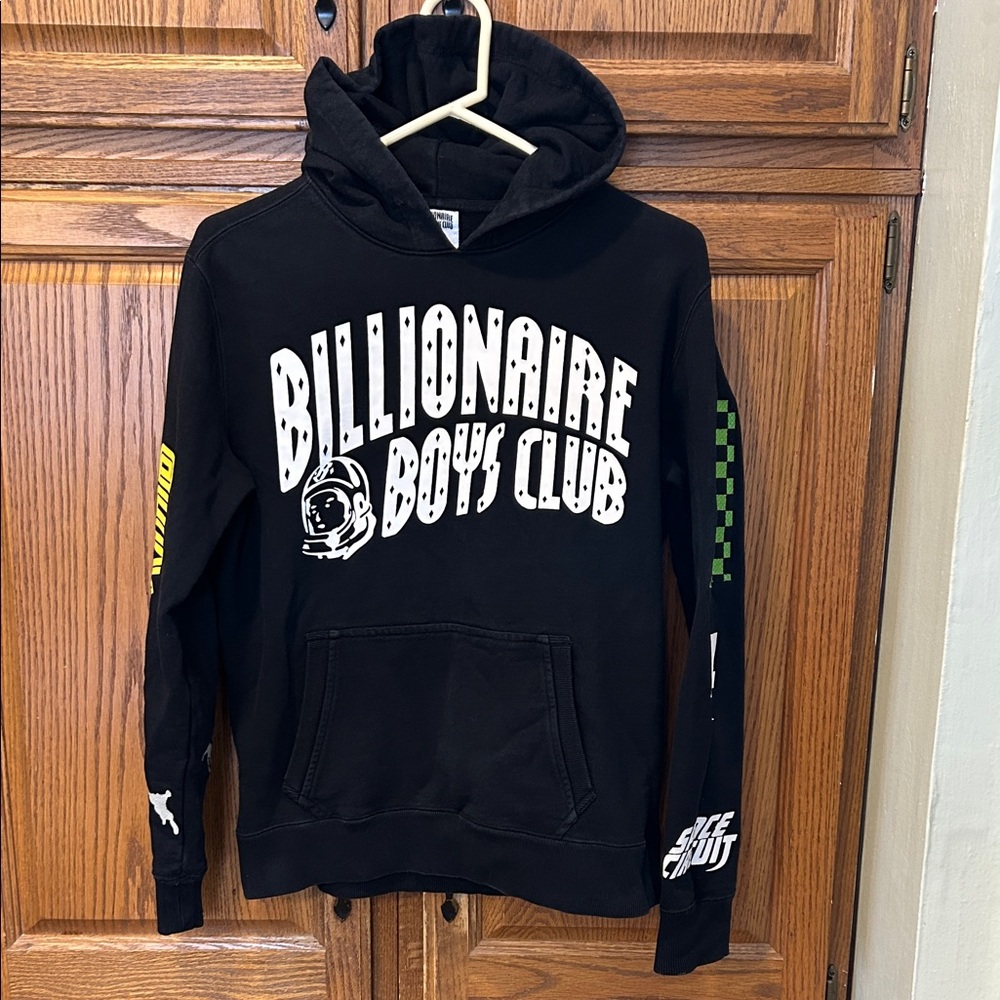 Billionaire Boys Club Black Hoodie Patchwork Graphic Astronaut Heart Mind